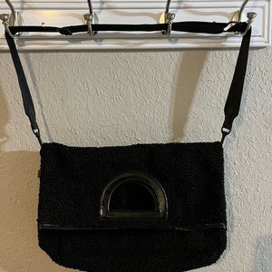 Limited Edition Faux Shearling Messenger Tote Beis